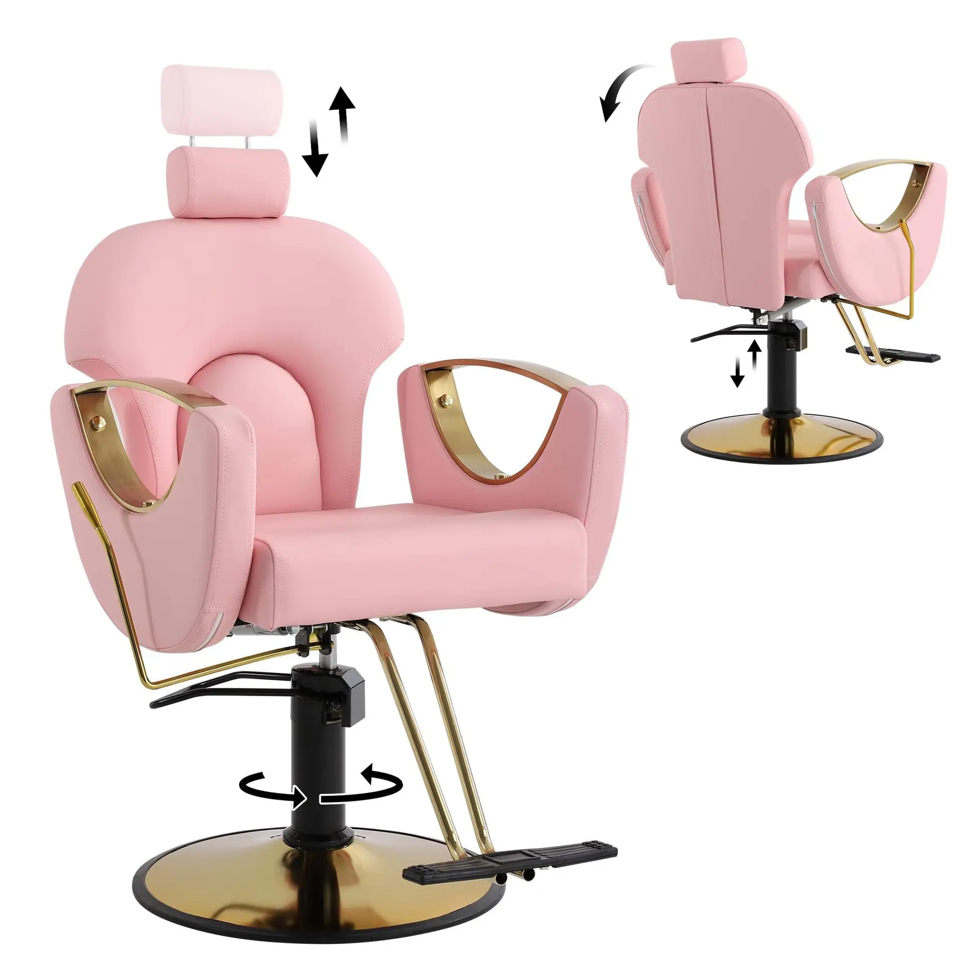

New Luxury barber chair Hair salon special Simple modern pink salon chair selling adjustable recliner chair