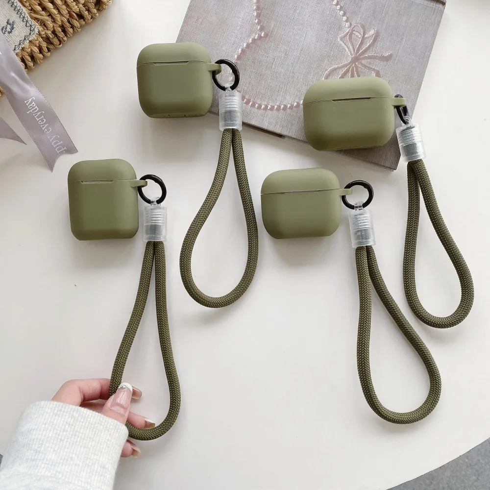 Einfache weiche Silikon-Kopfhörerhülle mit Handschlaufe für AirPods Pro 3 Pro 2 4 3 2 Hüllen Funda Wireless Bluetooth Schutzhülle