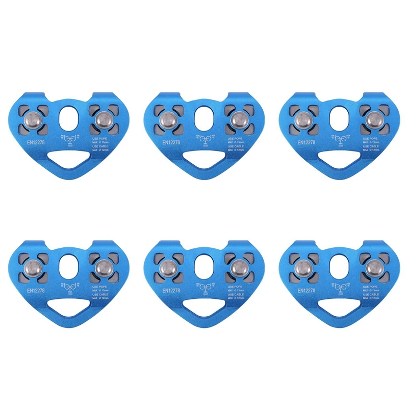 6X Heart-Shape Climbing Double Pulley Steel Cable Rope 13Mm Climbing Device High Speed Zipline Trolley 24KN