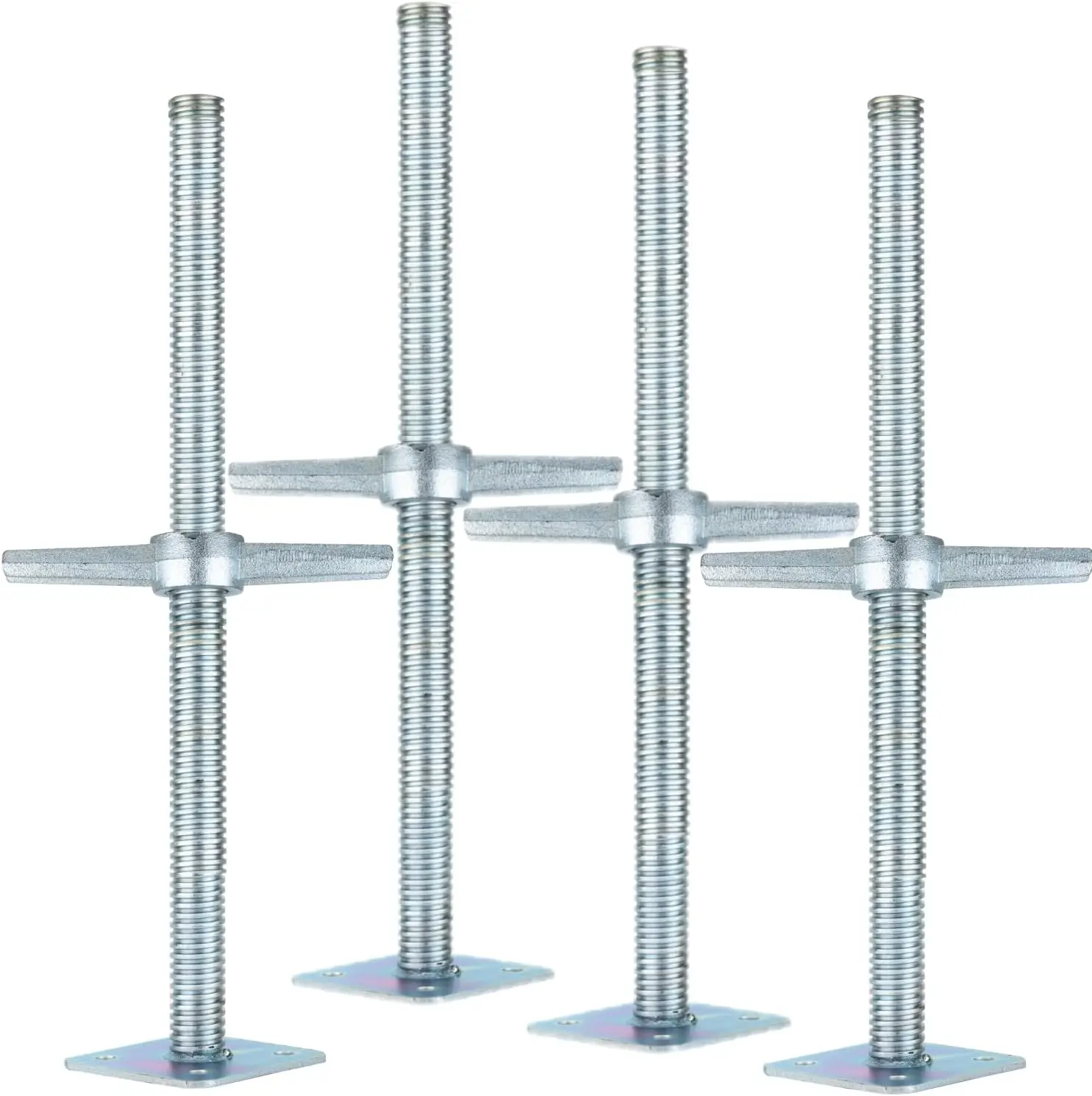 Adjustable Leveling Galvanized Screw Jack with Base Plate, 4 Pack