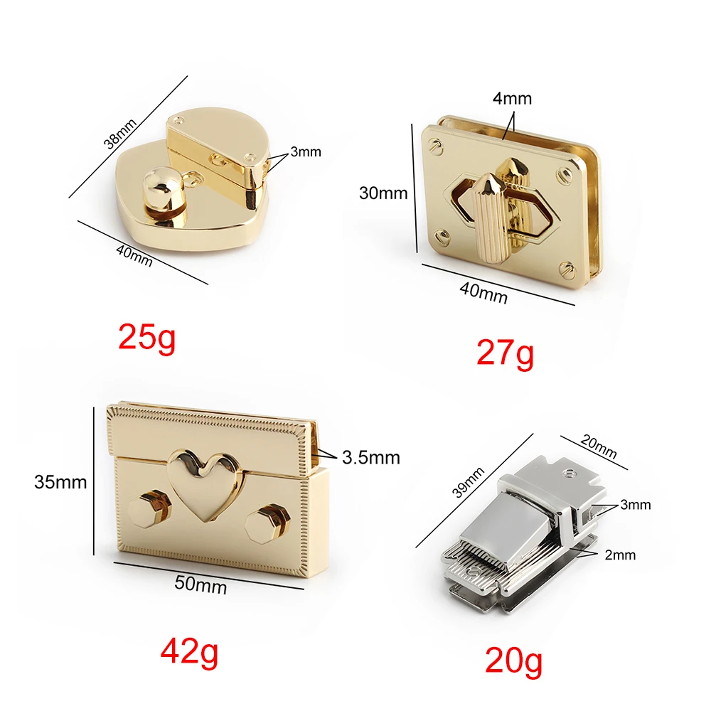 2/5/20Sets Gold/Silver Metal Clasp Twist Lock For DIY Women Handbag Shoulder Bags Purse Luggage Push Locks Buckles Accessories