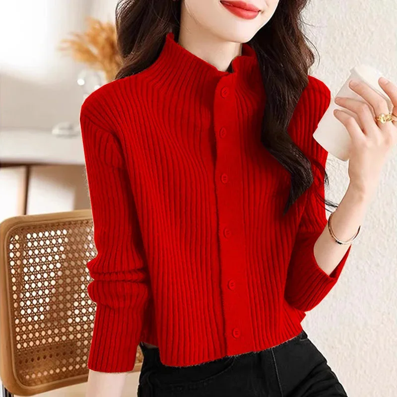 Knitted Cardigan Women Spring Autumn 2024 New Single-Breasted Knitting Sweater Jacket Female Chic Loose Sweater Coat Ladies