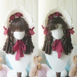 Synthetic Roman Roll Retro Princess Black Brown Golden Short Curly Hair With Bangs Lolita Anime Wig Oberl Woman Party CosplayWig