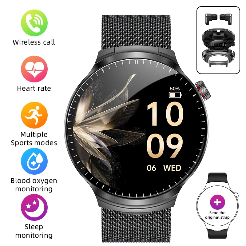 Men's LIGE TWS Smart Watch with Earbuds and Bluetooth Call
