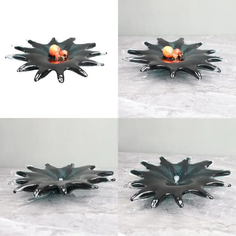 New Chinese Style Water Splash Glazed Fruit Plate for Model Room TV Cabinet Bedroom Living Room Study Dining Room Desktop