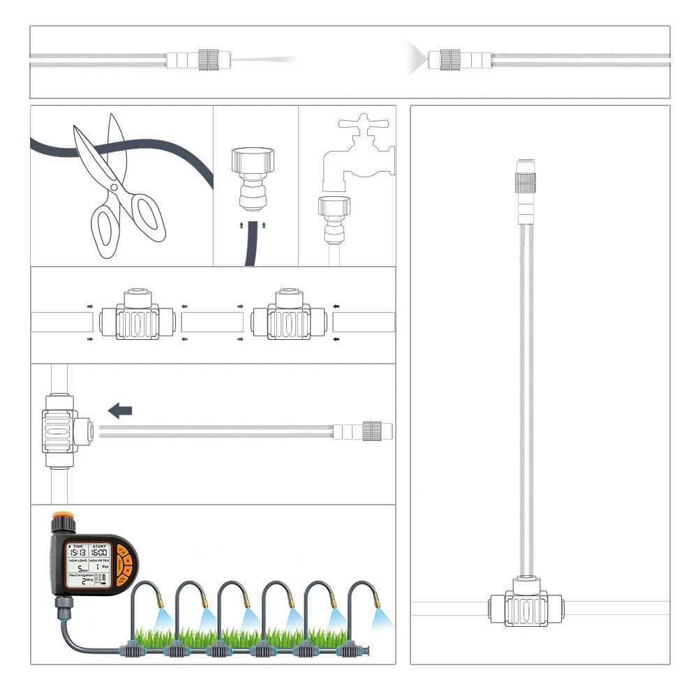 MUCIAKIE 5/10M automatyczny System rozpylania zraszacza do nawadniania zestaw uniwersalny Atomizer inteligentny przełącznik zaworu ogrodowy