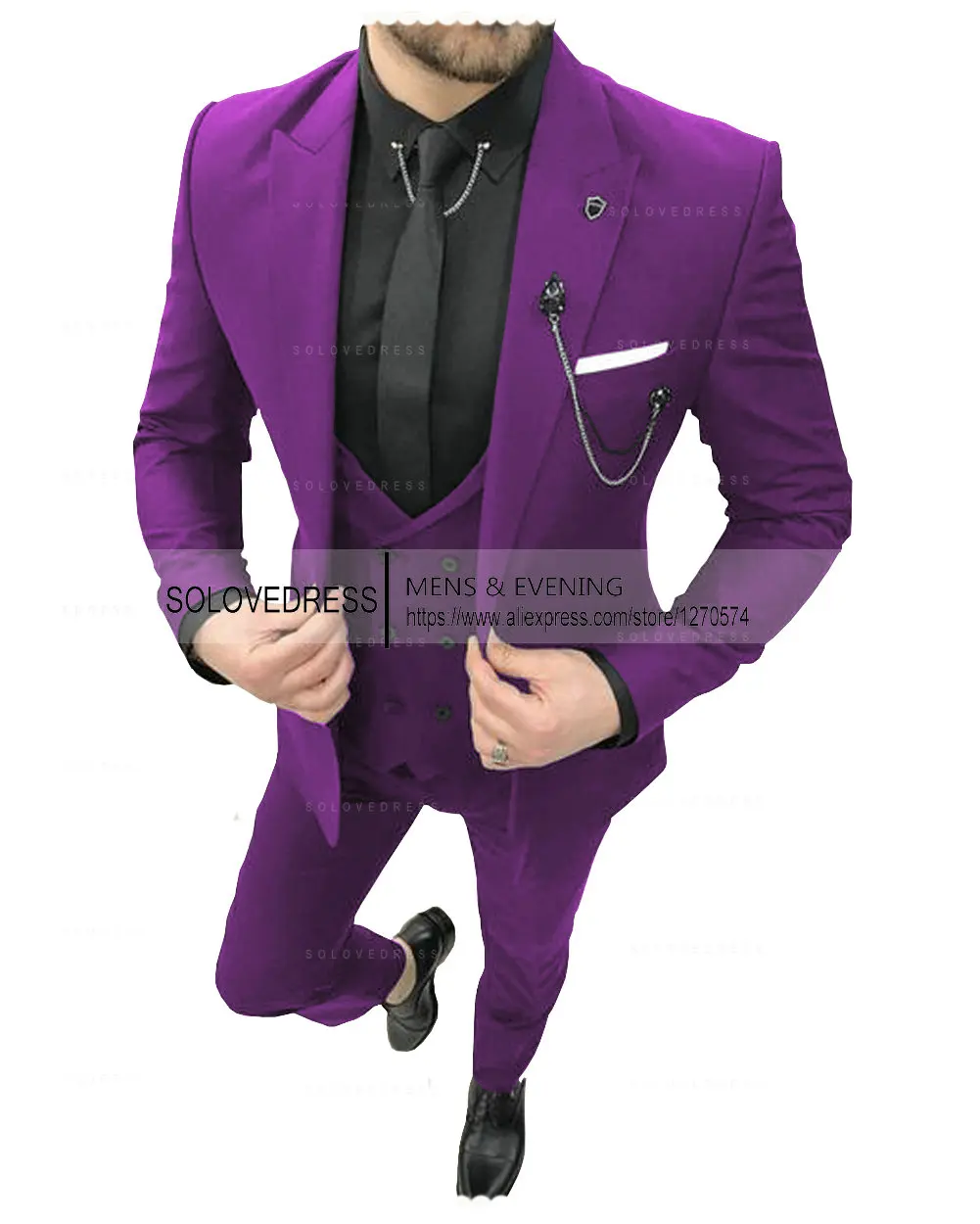 New 2024 Black Men's 3 Pieces Suit Formal Business Notch Lapel Slim Fit Tuxedo Best Man Blazer For Wedding(Blazer+Vest+Pants)