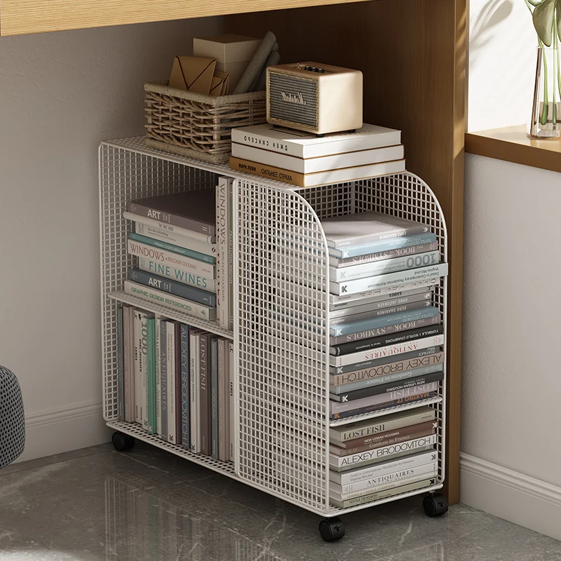 

Mobile Under-desk Bookshelf Cart - Rolling Storage Rack with Wheels for Home Office Organization