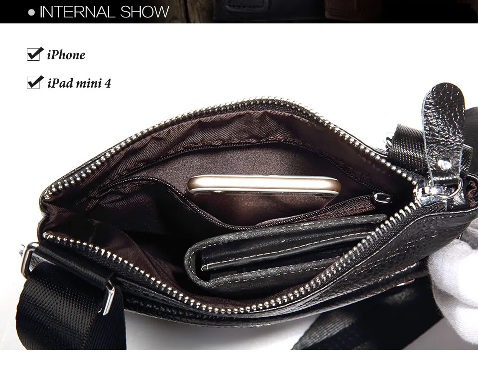 HUMERPAUL Umhängetaschen für Herren aus echtem Leder, große Kapazität, Schultertasche, multifunktional, kurz, für Reisen, Messenger-Pack – Detail 5
