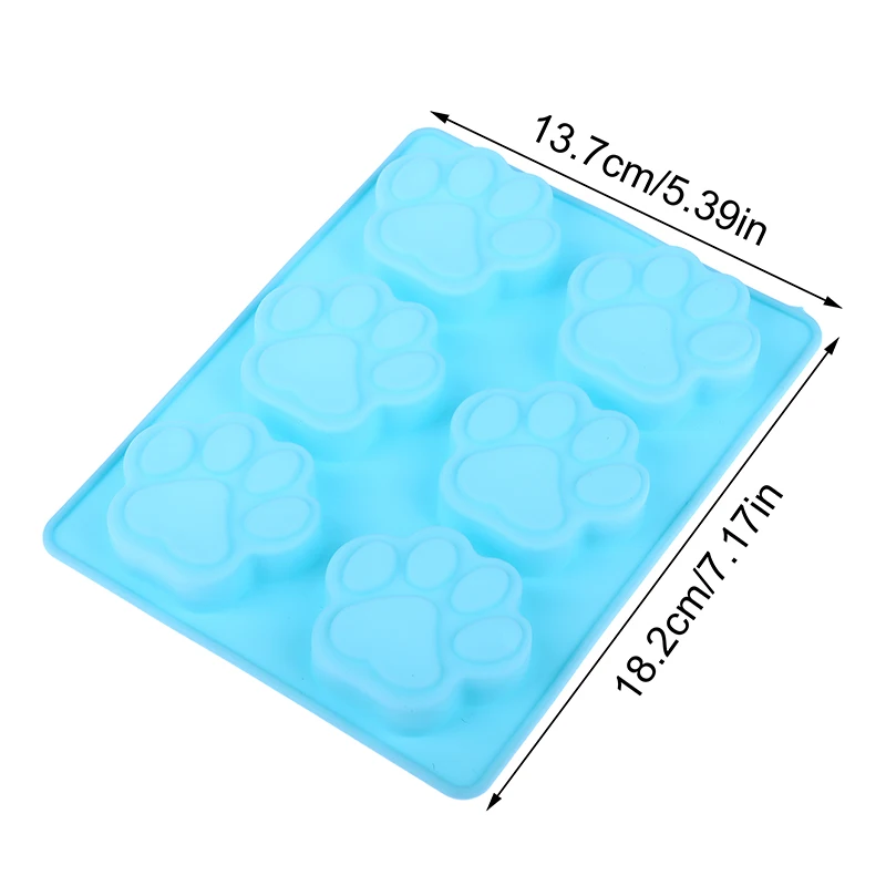 1Pc 6Cavities Lovely Dog Cat Paw Fondant Sugarcraft Cake Silicone Mold DIY Chocolate Baking Mould Pudding Cookie Soap Mold