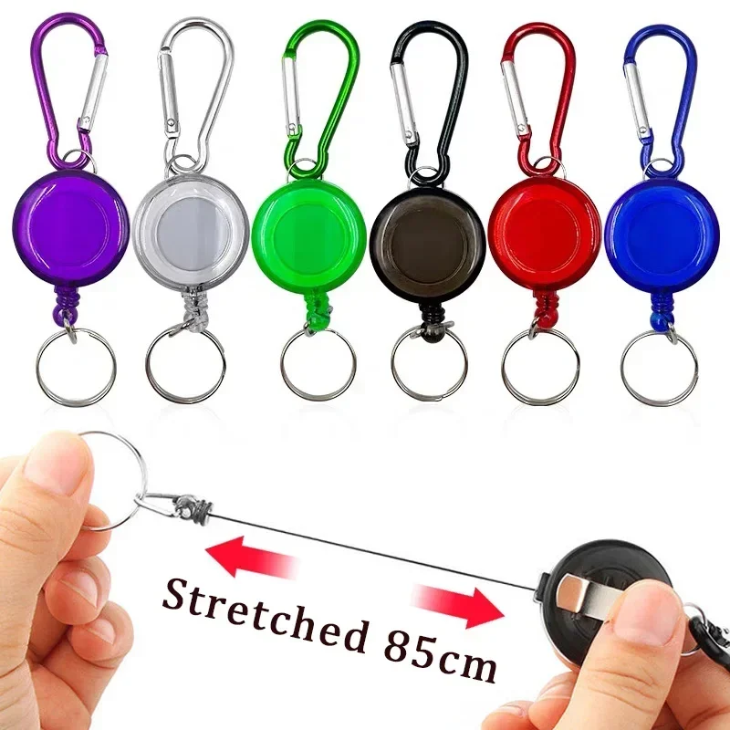 1-20PCS Outdoor Sport Retractable Steel Cord Key Reel Spring Buckle Wire Rope Recoil Keychain Anti Lost ID Card Badge Holder