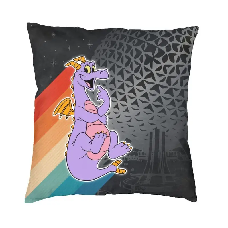 Figment Rainbow Dragon Throw Pillow Case Home Decor Square Epcot Center Dinosaur Cushion Cover 45x45 Pillowcover for Living Room