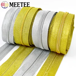 5/10Meters Gold Silver 3# 5# Nylon Zipper Tape  for Sewing Bag DIY Zip Sport Coat Clothes Zippers Garment Repair Kit Accessories