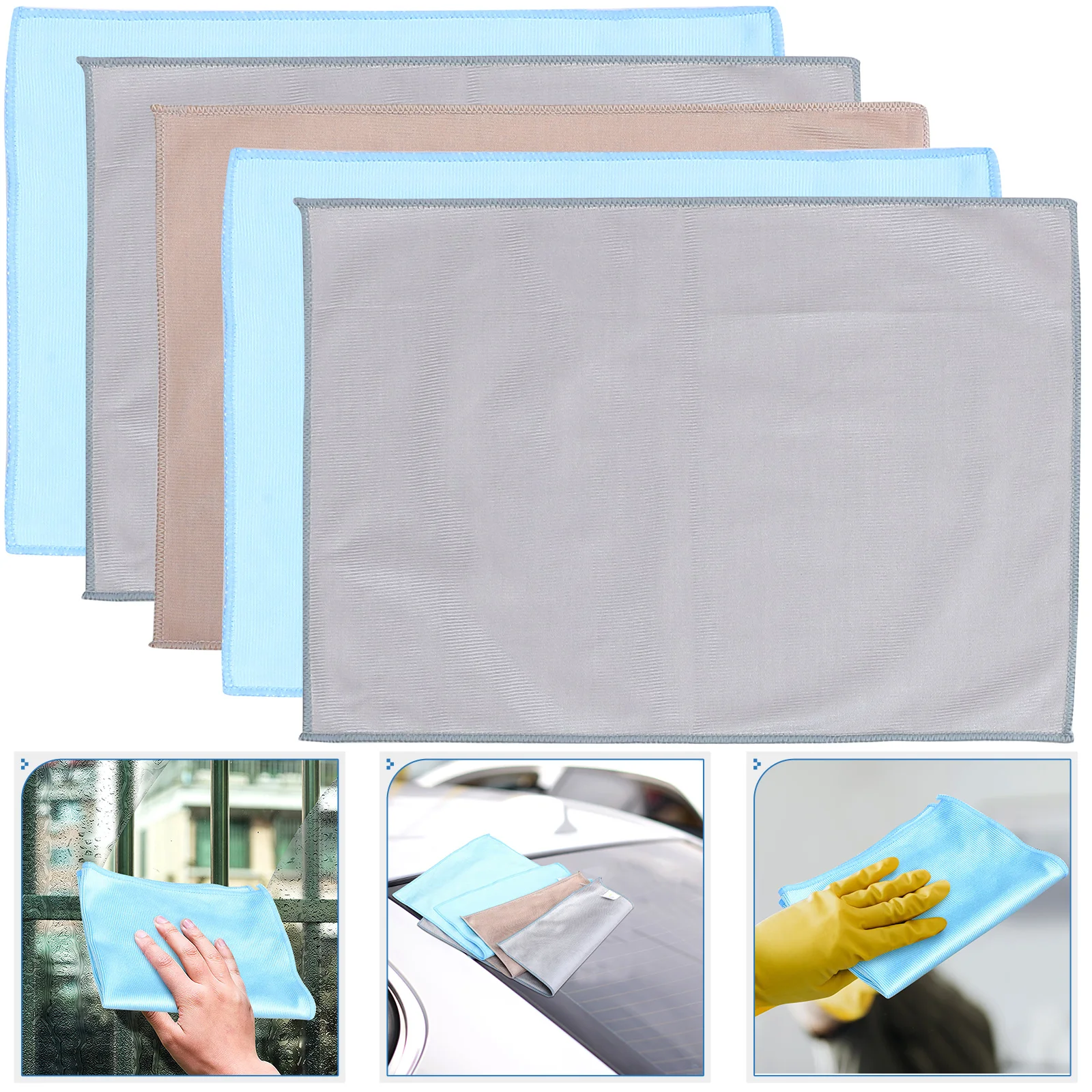 

5pcs Microfiber Cleaning Cloths Reusable Glass Wipes Kitchen Car Window Screen Dust Oil Smudge Free TVs Laptops Smartphones