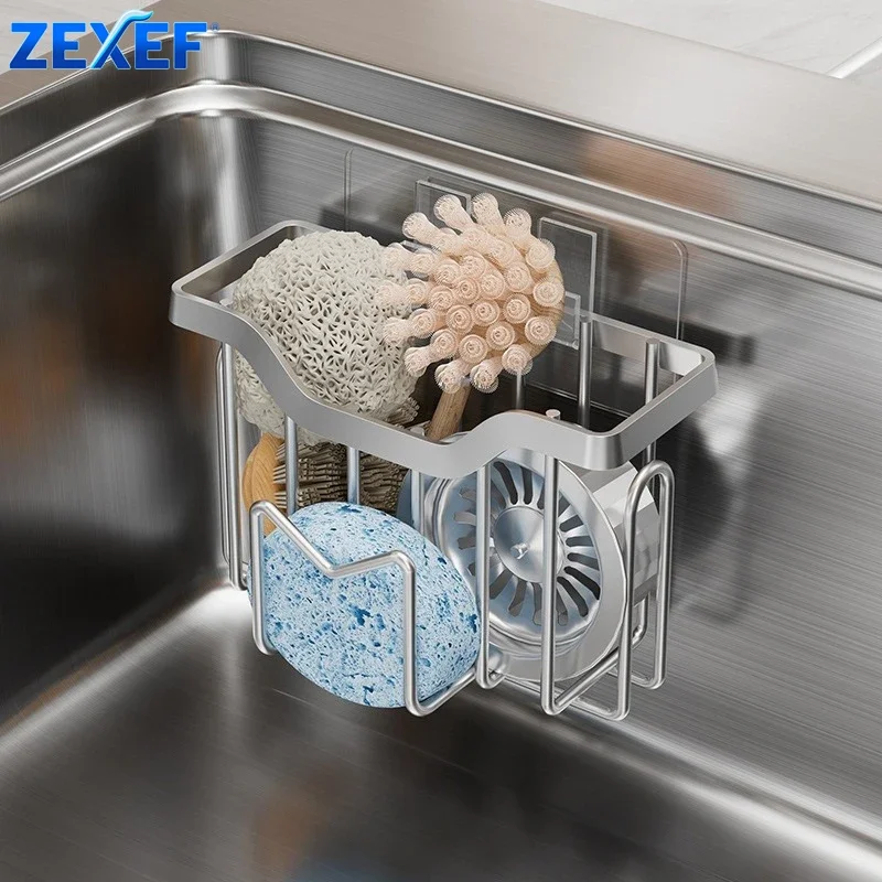 

ZEXEF Multifunctional Sponge Holder Kitchen Stainless Steel Sink Drain Rack Soap Drainer Towel Rack Kitchen Accessories