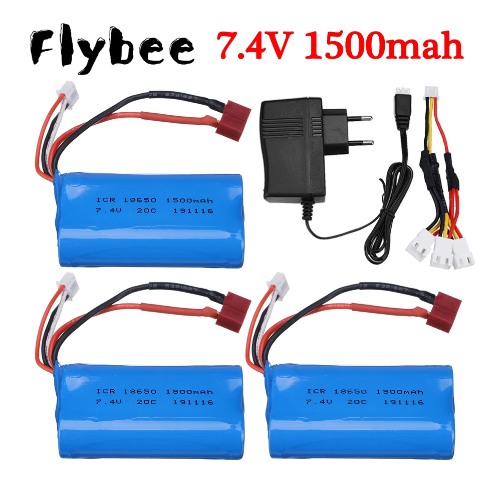 7.4V 1500mah Li-Ion Batteria 18650 2S per Wltoys 12427 12428 12423 12401 12402A 12403 12404 FY-03 FY01 FY02 RC Auto Pezzi di Ricambio