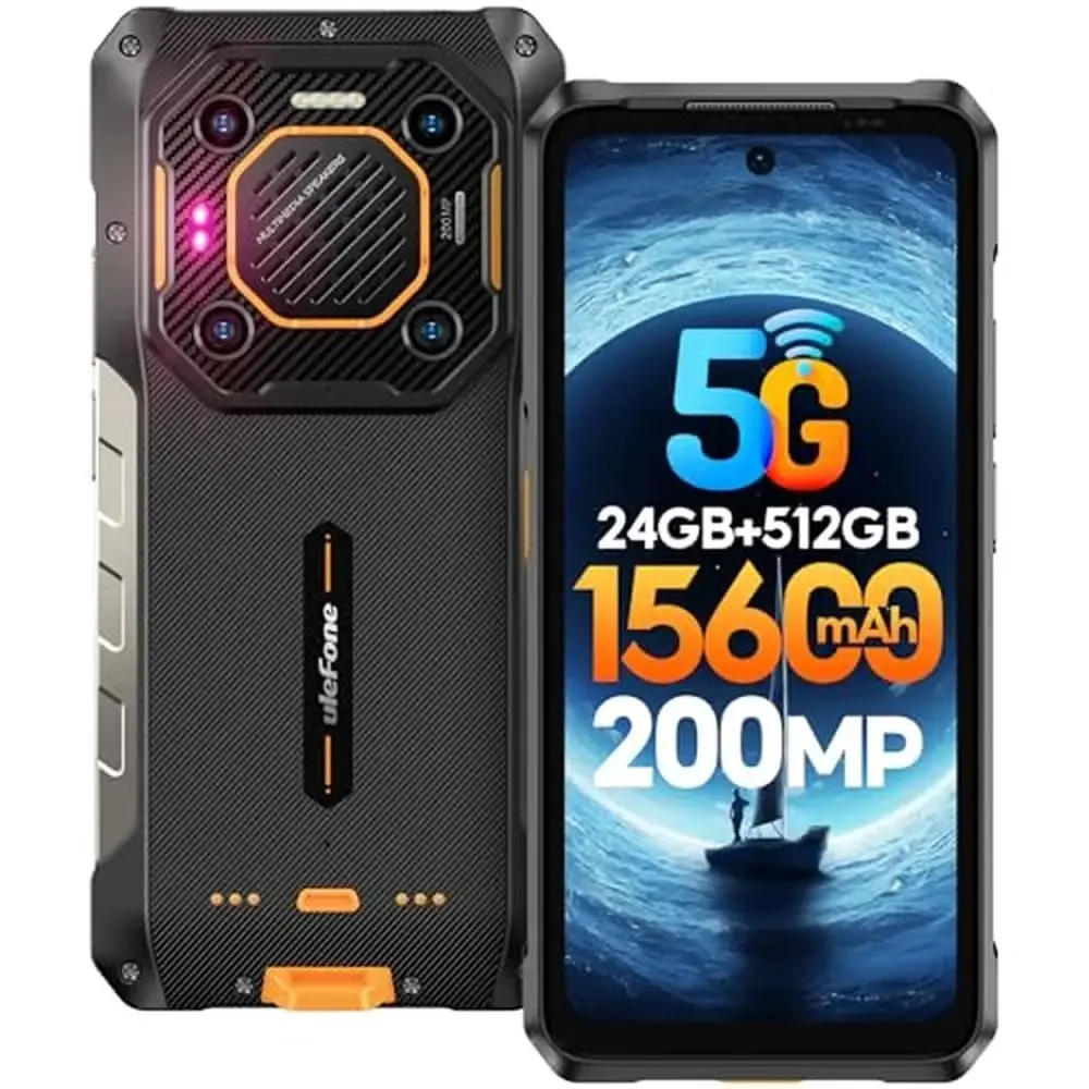 Armor 26 Ultra 5G Rugged Smartphone Unlocked 200MP Camera 15600mAh Battery 120W Fast Charging 512GB Storage 24GB RAM NFC IP68