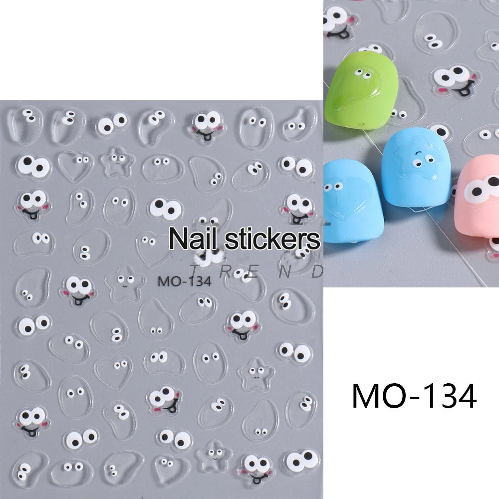 1 pz grande bocca mostro Nail Art adesivi rilievo faccina sorridente Gel per unghie adesivi UV cartone animato carino 3D fai da te decorazione di