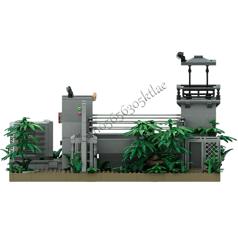 1297 Piezas, Jaula de Raptor de la Calle de las Casas, Jurassic Park, MOC, Bloques de Construcción Modulares Personalizables, Diseño Educativo, Juguete DIY, Regalo de Navidad