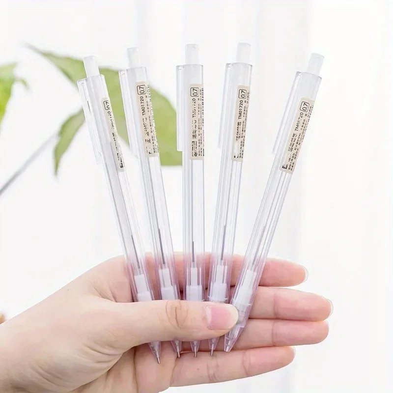 5 Stück transparente Druckbleistifte, 0,5 mm/0,7 mm, Druckbleistift, Schreibwaren, Schreibutensilien, Schule, Bürobedarf