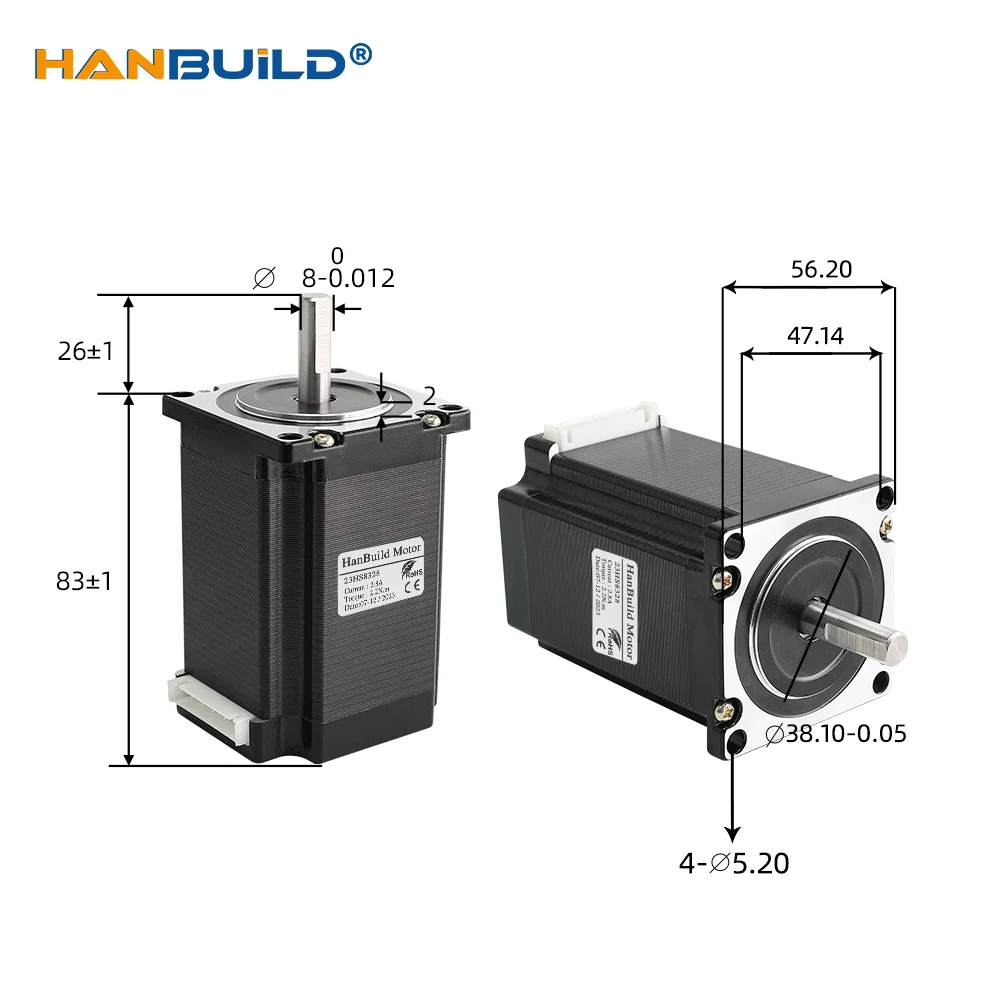 Nema 23 Stepper Motor 2.8A 220N.CM 4-lead 57mm flange Stepping Motor for CNC worm wheel edging machine 23HS8328 step motor 24V