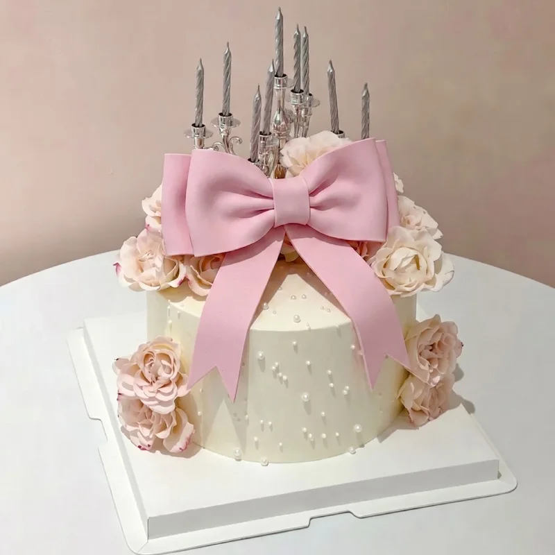 1/2pcs Pink Bow Cake Toppers EVA Foam Bowknot Cake Decorations for Wedding Birthday Baby Shower Party Supplies DIY Gift Box Wrap view 3