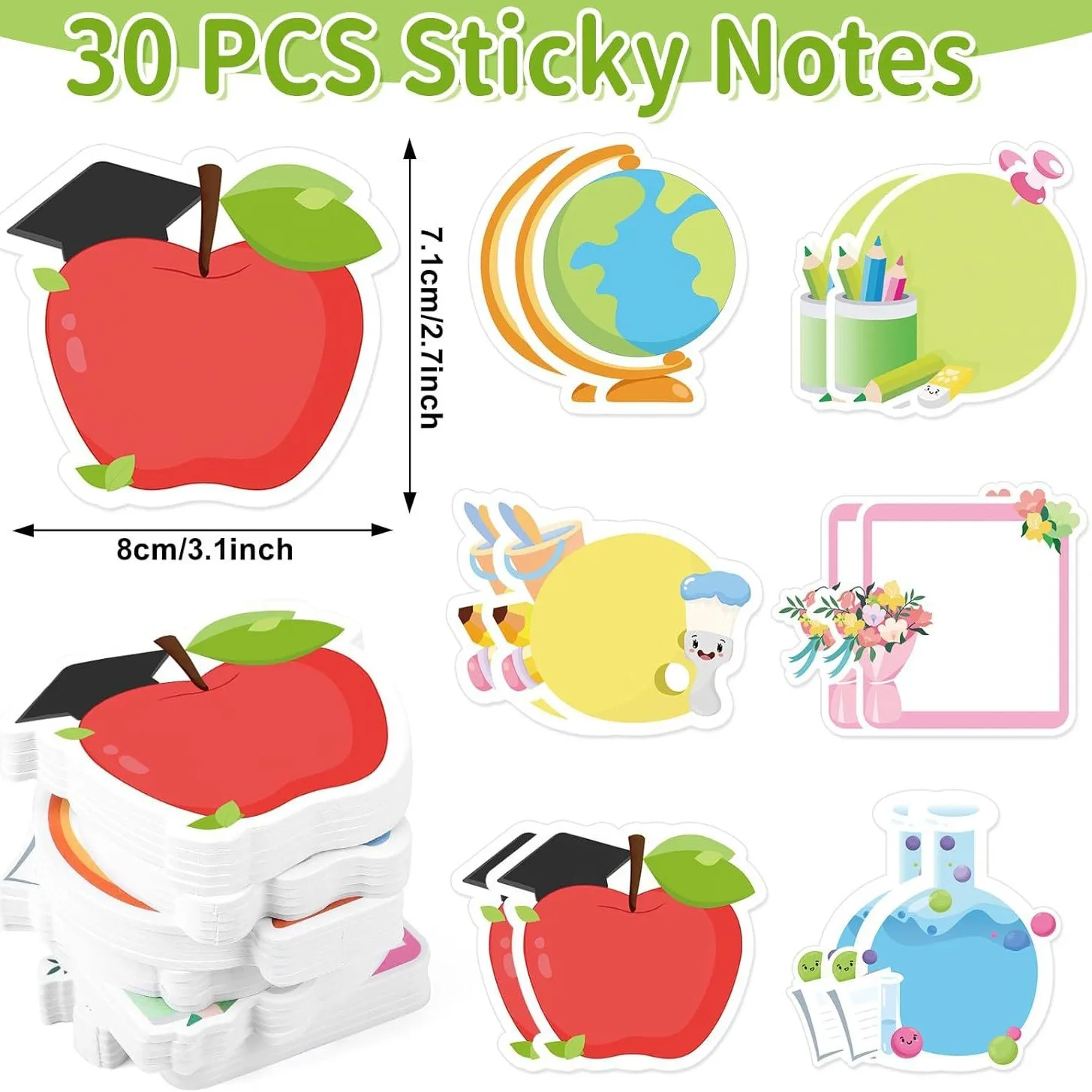 Creative Teacher's Day Sticky Notes Back-to-School Season Memo Pads Cartoon Reusable Sticky Notes Tearable Office Supplies