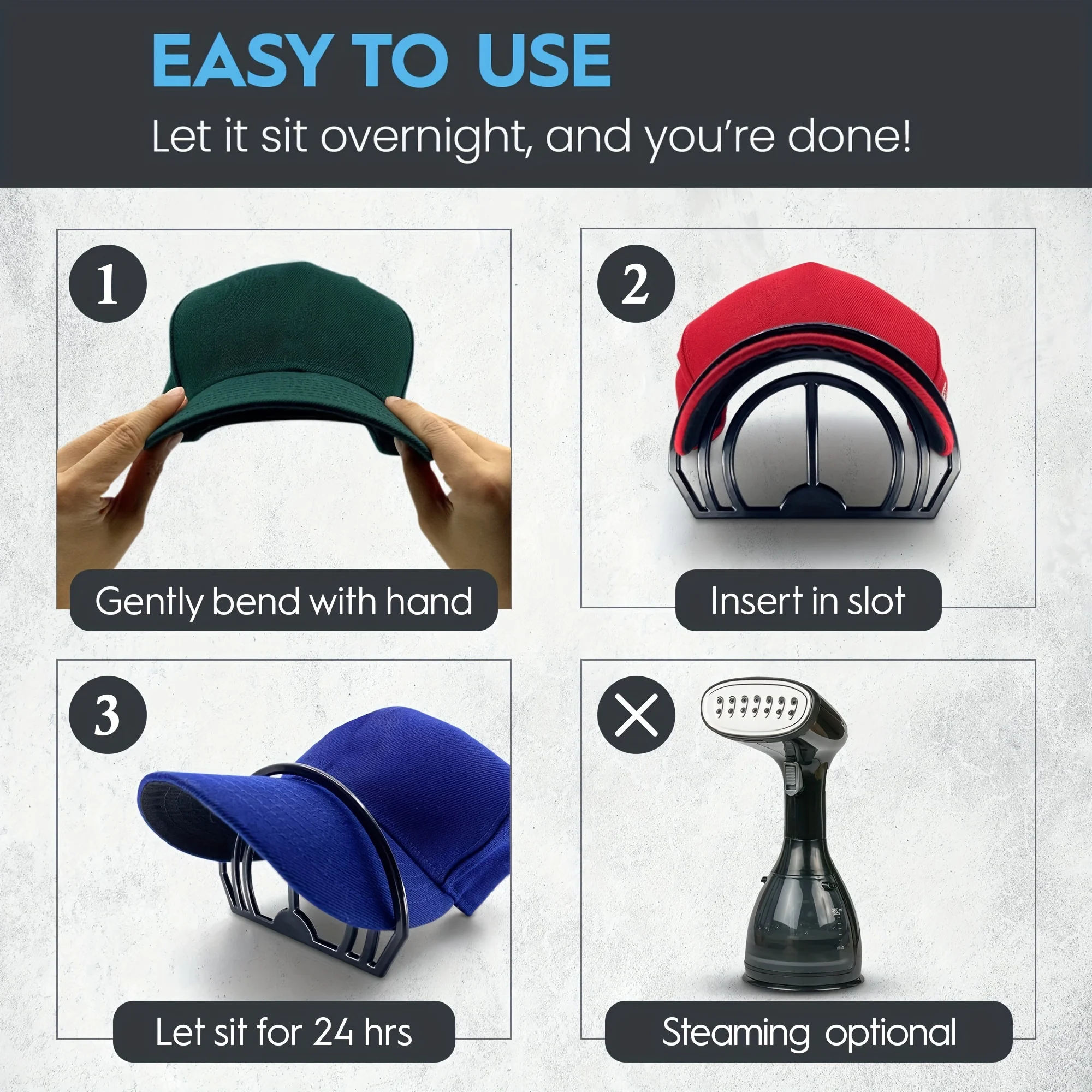 Brim Bender-Perfect Hat Bending Band with Optional Steam-Convenient Brim Shaper Design with Dual Option Bill Bender Slots view 5