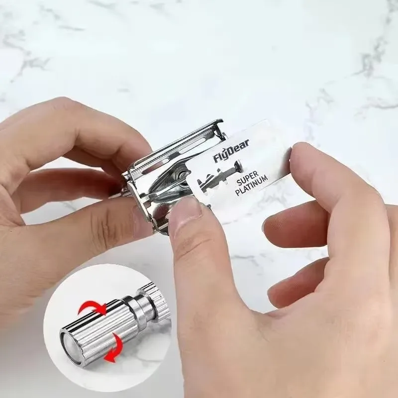 Men's Double Edge Beard Shaving Razor - Traditional Classic Safety Razor for Barber Styling Accessories Hair Grooming Kit C576