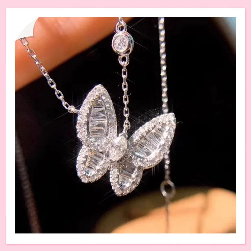 

Изысканное ожерелье-бабочка в стиле легкой роскоши для женщин, высококлассный дизайн, нишевая модель, полностью инкрустированная бриллиантами, кулон F