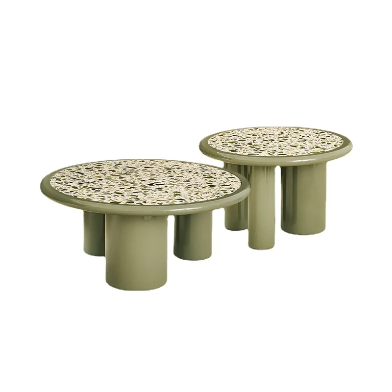 

PQF Terrazzo Size round Tea Table Combination Living Room Home Small Tea Table