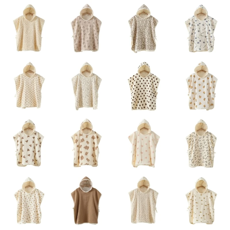 

Банное полотенце с капюшоном для новорожденных, мягкое впитывающее полотенце для душа, банный халат с принтом для младенцев, для