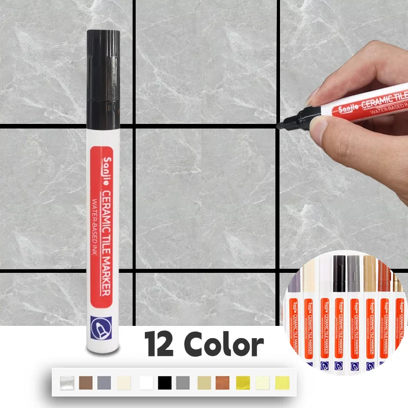 12-Colors Black Waterproof Tile Marker Grout Pen Wall Seam Pen For Tiles Floor Bathroom Decontamination Seam Repair Tools