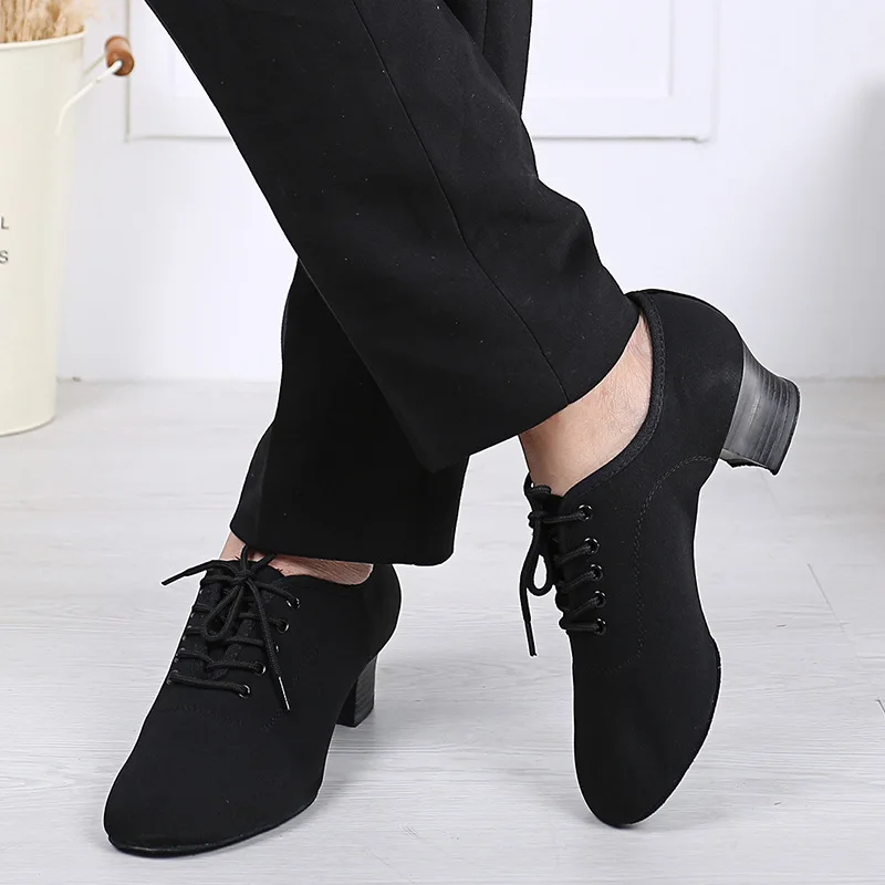 Men's Standard Ballroom Dance Shoes Lace up Latin Tango Rumba Social Dance Waltz Shoes Oxford 4.5cm heels Dance Shoes Men