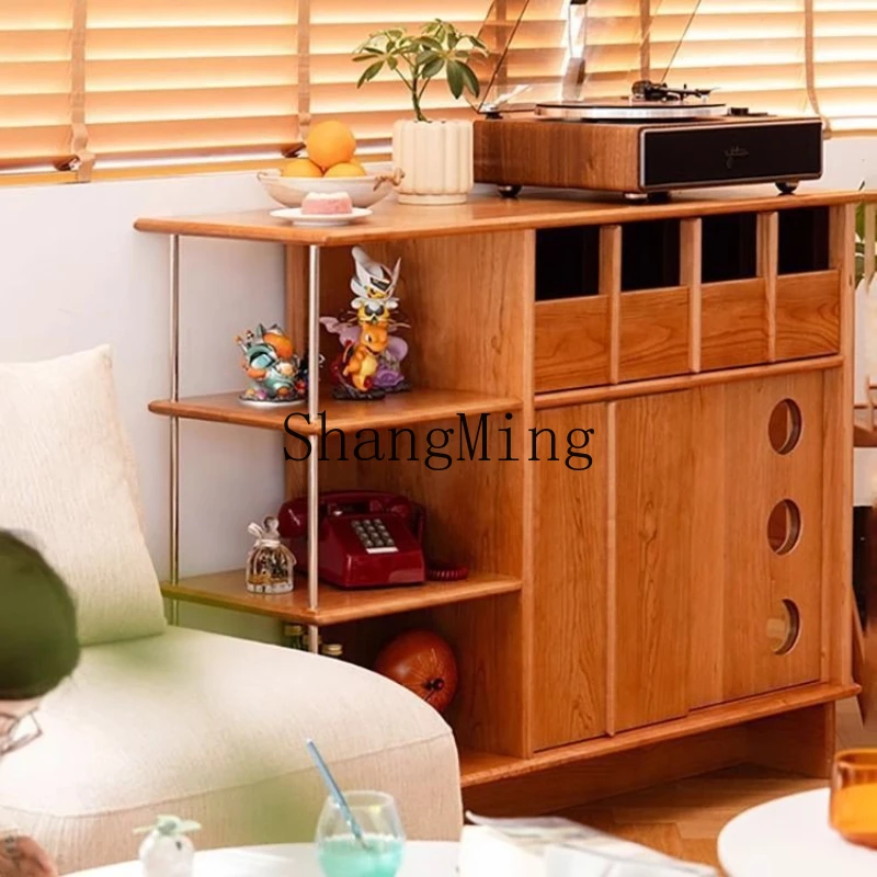 

ZYY vintage style solid wood entryway storage cabinet living room cherry wood color display cabinet