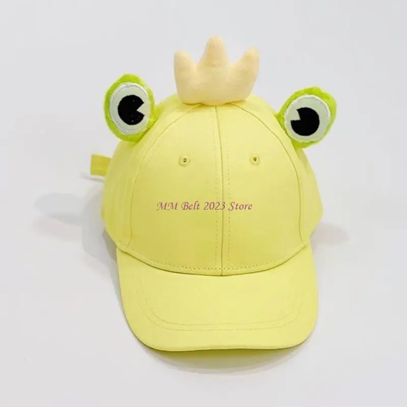 49ME أطفال كارتون لعيون الضفدع تاج القطن قبعة بيسبول الربيع الصيف في الهواء الطلق واقية من الشمس الحلو لون الحلوى قابل للتعديل