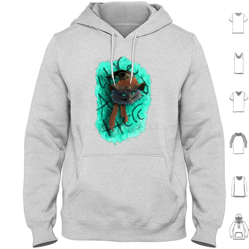 We're All Mad Here Perfect Gift Hoodies Long Sleeve Cat Art Cat Art Digital Artwork Creature Creations Creature