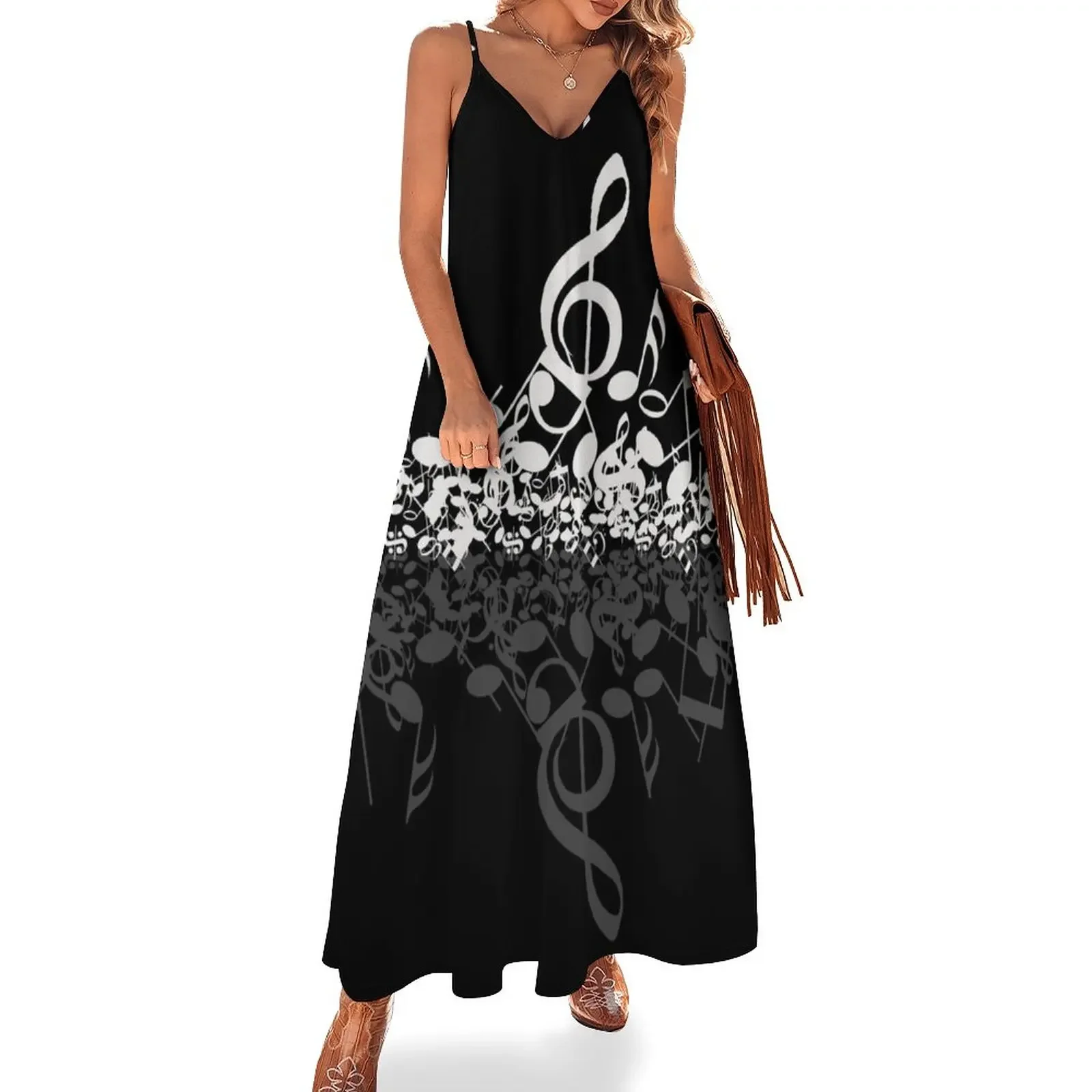 

Musical Notes Sleeveless Dress dresses summer women's clothing korea stylish Womens dresses Long dress woman