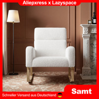 Lazyspace Velvet Rocking Chair, Living Room Lounge Chair with High Backrest, Comfy Armchair with Side Pocket, Reading Chair