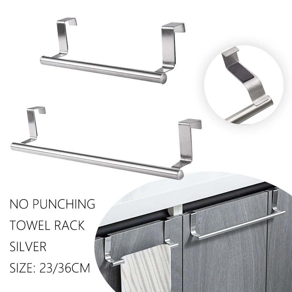 Towel Rack Over Door Towel Bar Hanging Holder Stainless Steel Kitchen Cabinet Bathroom Towel Rag Rack Home Organizer Hanger