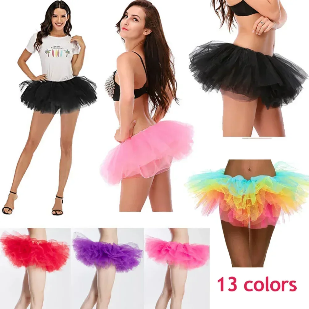 Sexy Adult Women's Half Skirt 5 Layers Tulle Puffy Skirt Ballet Short  Party Nightclub Mini Skirt Performance Event Costume