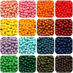 Colored Round Balls For Bracelet 10/15mm Natural Wood Beads Loose Beads For Jewelry Making DIY Keychain Toy Accessories