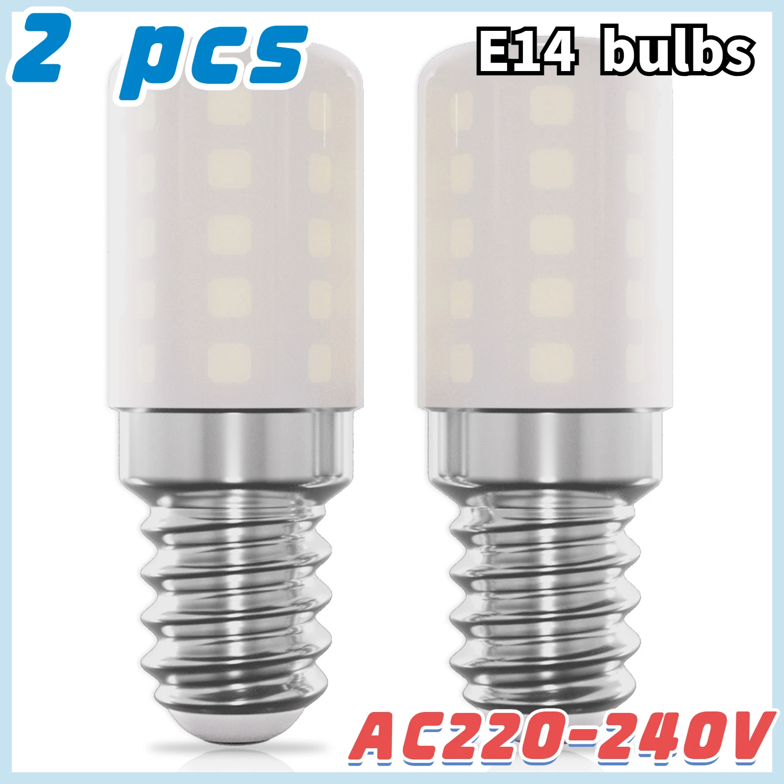 2pcs Mini E14 LED Refrigerator Light Bulbs 3W AC220V 2700K Warm White 6000K Cool White SMD2835 Refrige Cabinet Display Lamps