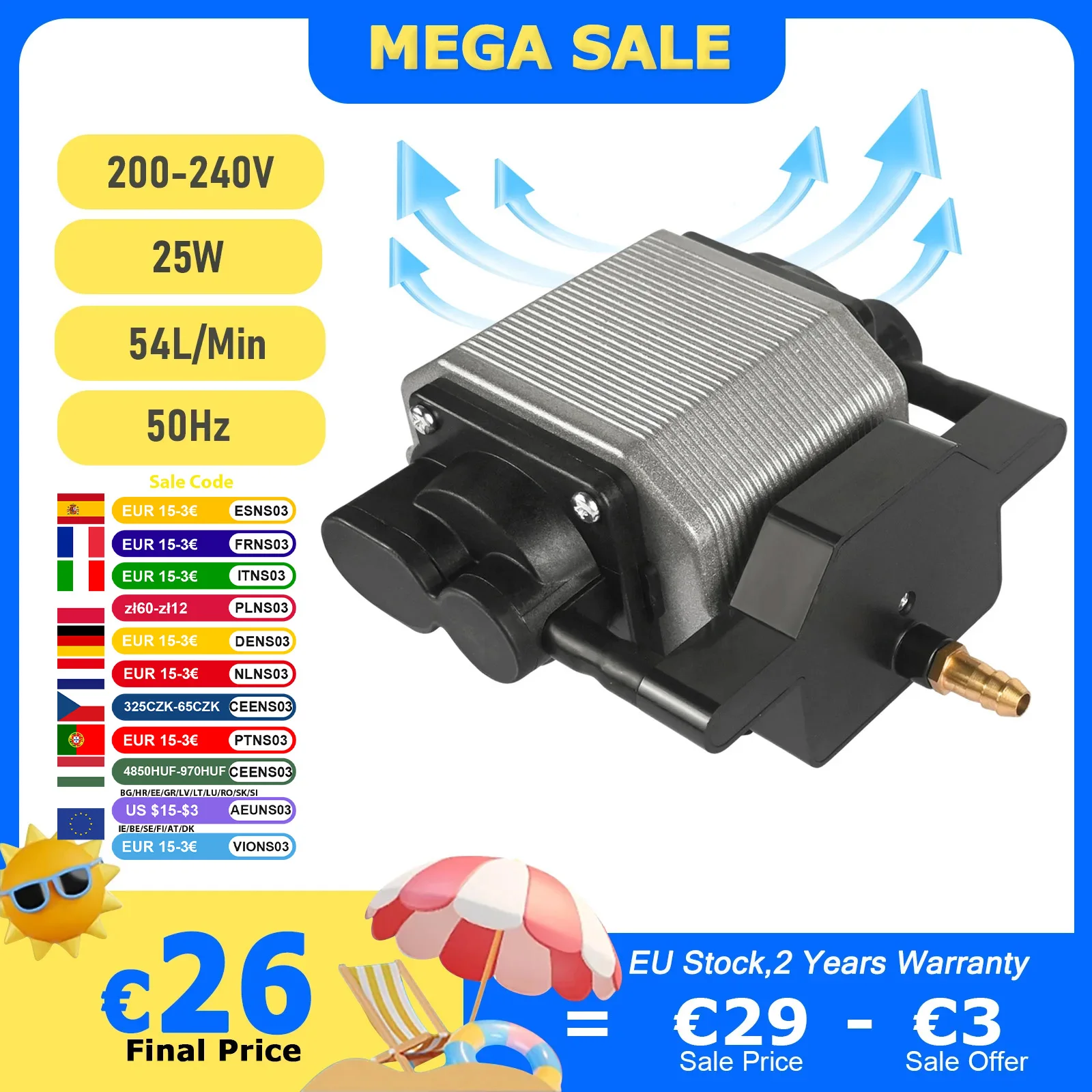 Image of NEJE 54L/Min Laser Air Assist Pumpe 25W 220-240V Luft Kompressor Aquarium Sauerstoff Pumpe Geschwindigkeit einstellbar Für Laser Gravur