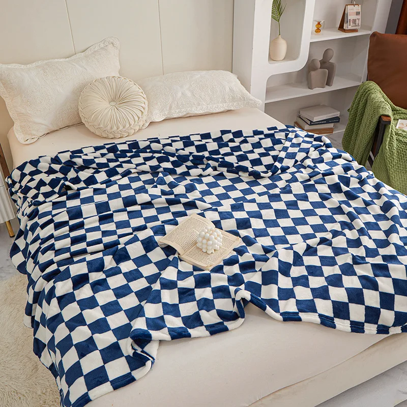 New Checkerboard Facecloth Blanket Spring and Summer Air Conditioning Blanket Home Decoration Bedspread Manta De Sofá A Cuadros