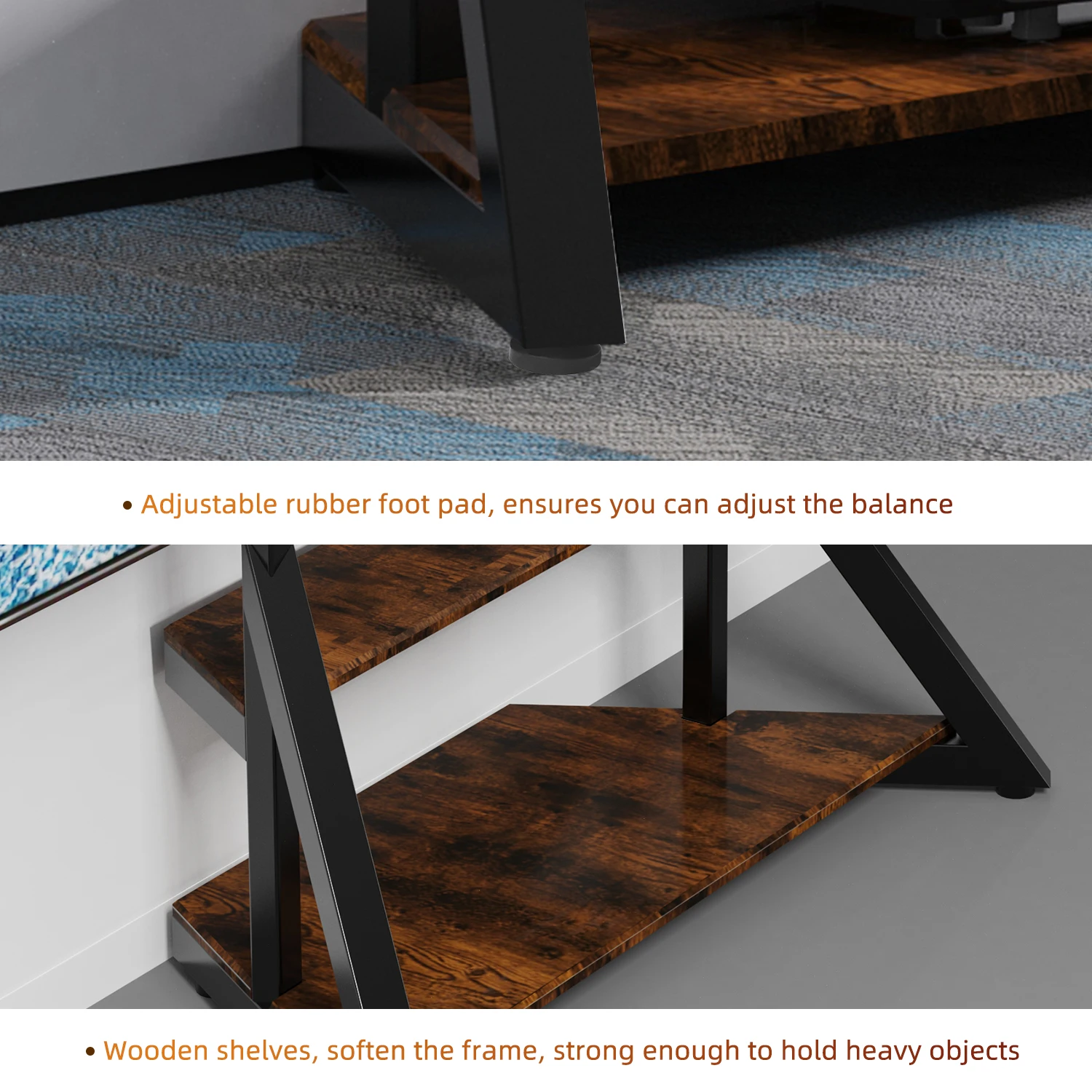 Adjustable Height Rolling TV Floor Stand Industrial Television TV Mount Bracket for 40-75 Inches Max Load 80KG
