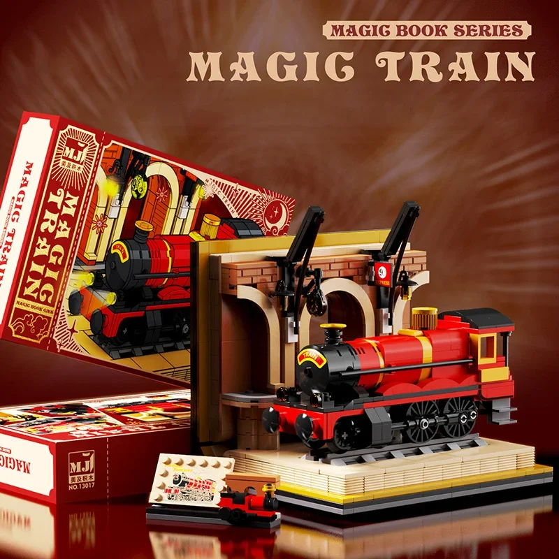 929PCS Magic Train Station Model Building Blocks Collectors' Edition Book MOC Sets DIY Kits Bricks Toys For Kids Birthday Gift