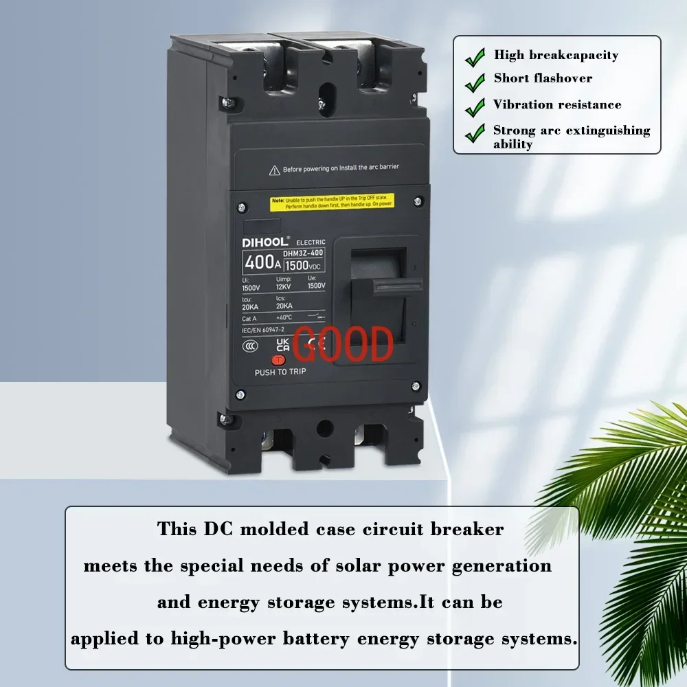 Molded Case DC Circuit Breaker DC1000 DC1500V Inverter/Car Battery Protector 125Amp 250Amp 630Amp MCCB Solar Disconnect Switch