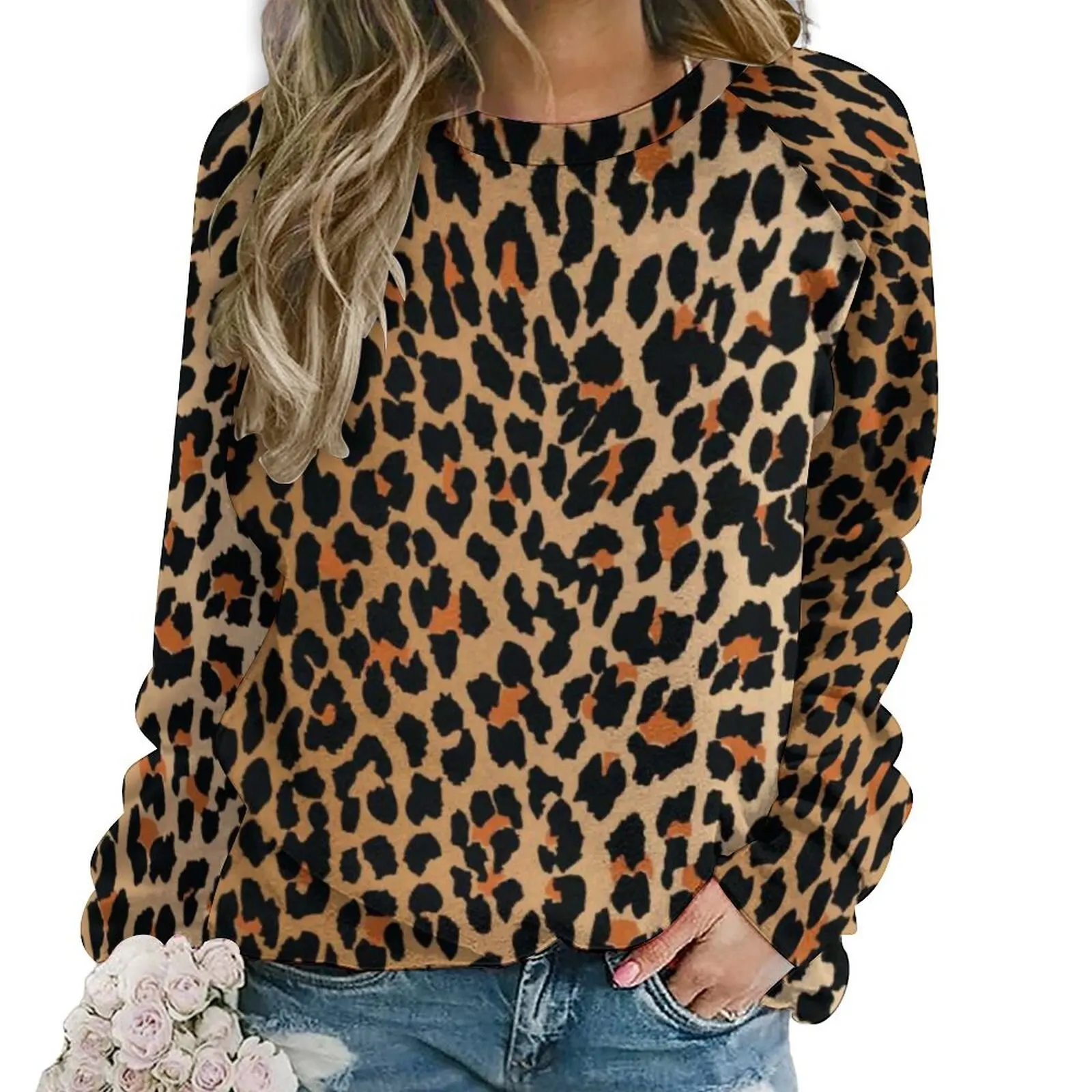 Fashion Leopard Tracksuits 3d Printed Women Casual Round Neck Sweatshirts Women\'s Long Sleeves Tops Oversized Pullover Clothing