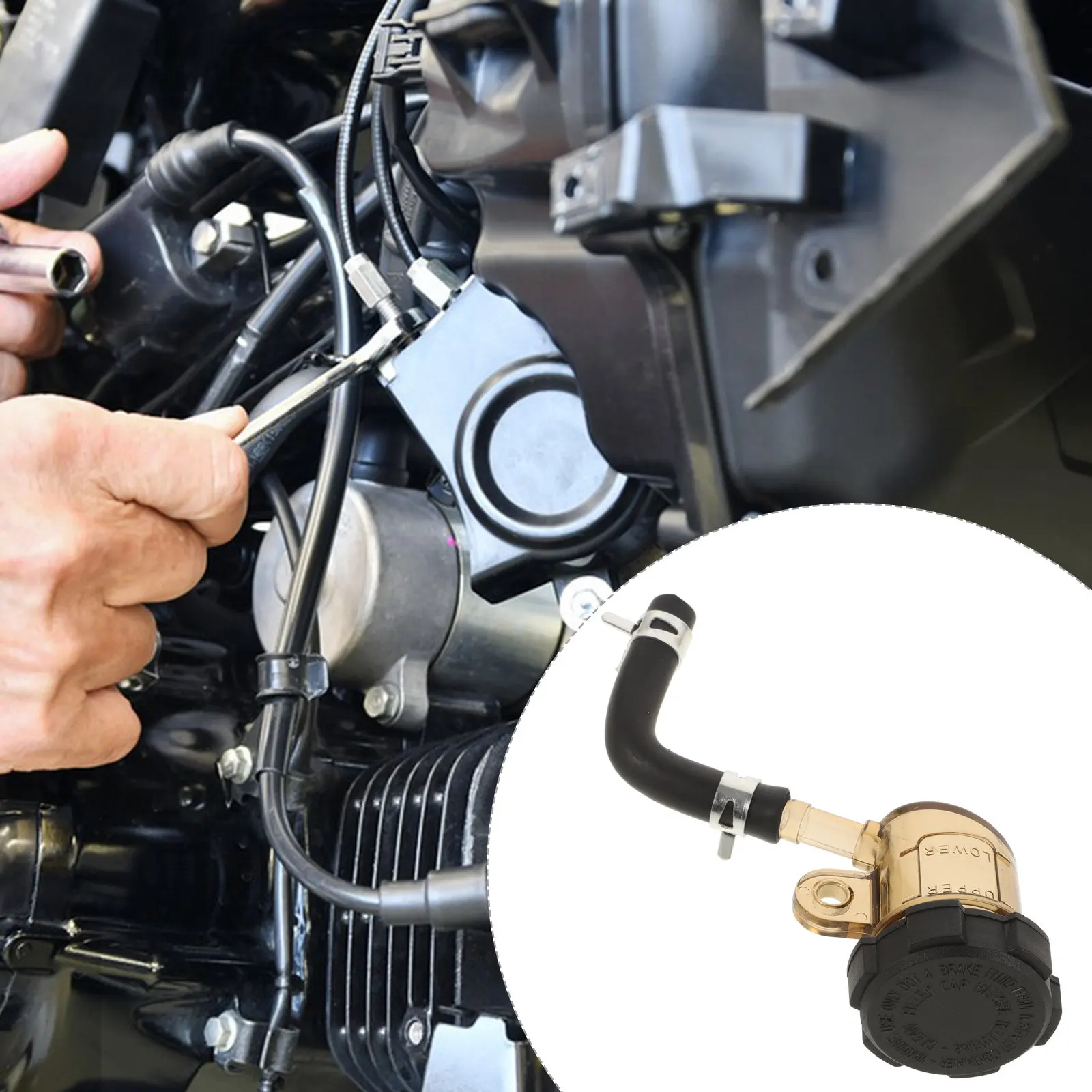 

Motorcycle Brake Fluid Reservoir Master Cylinder Oil Cup Pump Tank Heavy Duty Wear Resistant Rear Brake Reservoir for Off Road